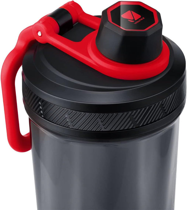 VOLTRX Shaker Bottle, Gallium USB C Rechargeable Electric Protein Shake Mixer, Shaker Cups for Protein Shakes and Meal Replacement Shakes, BPA Free, Made with Tritan, 24oz, Red