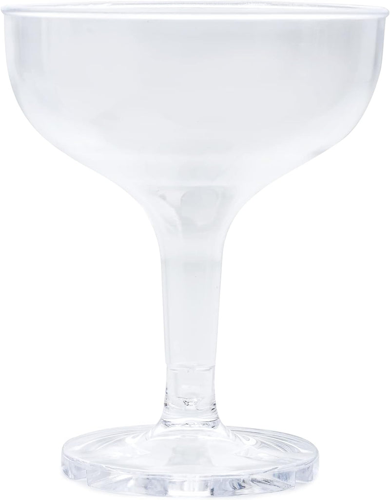 Upper Midland Products Acrylic Champagne Coupe 5 Oz Stem Glasses With Interlocking Groove Feature To Build Sturdy Tower, Weddings, Party, Bar, Martini, Margarita, Cocktail, Dessert Cups… (35 Count)