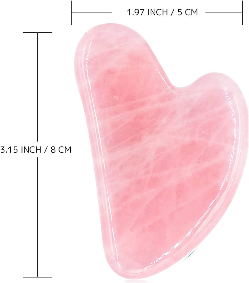 Gua Sha Massage Tool Rose Quartz Jade GuaSha Facial Tool, Gua-Sha Stone for Neck Body SPA Acupressure Scraping Massage Trigger Point Treatment