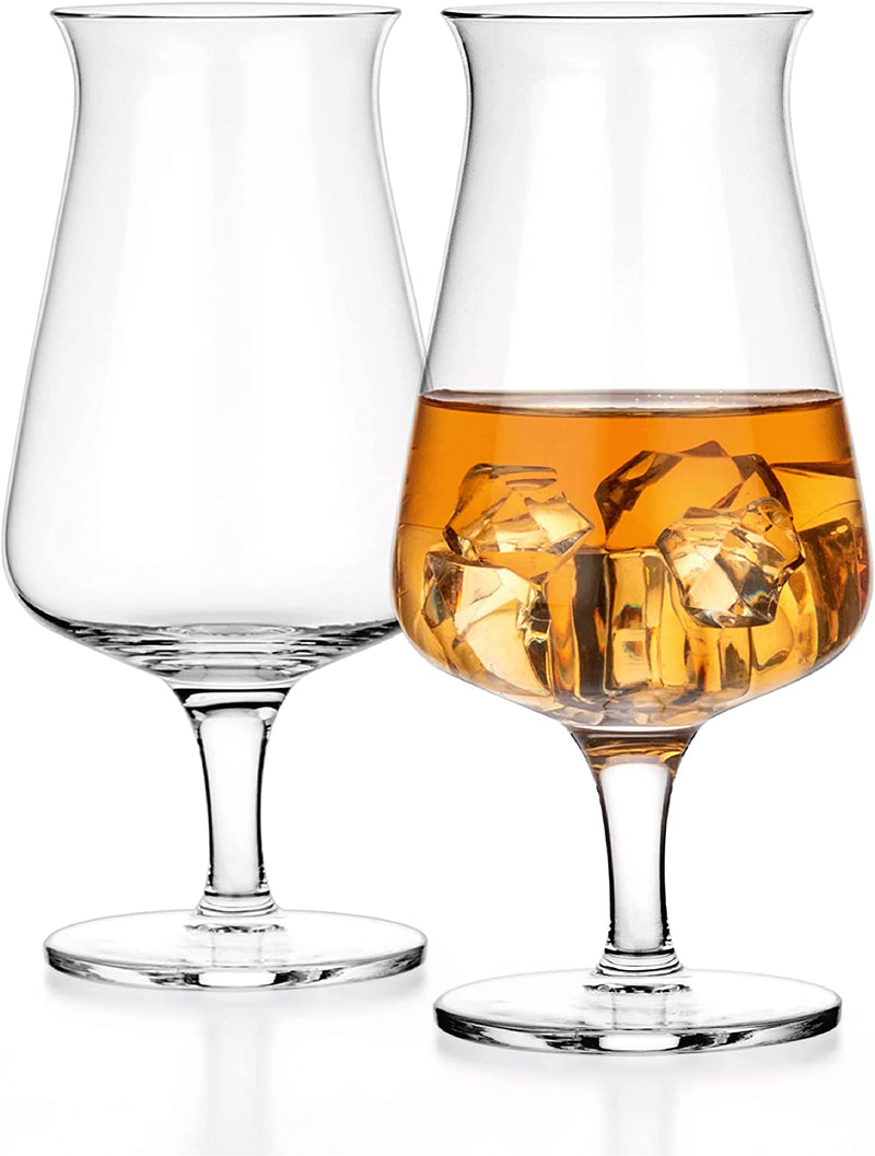 Luxbe - Whiskey Bourbon Brandy Crystal Glasses Snifter, Set of 4 - Large Handcrafted - 100% Lead-Free Crystal Glass - Great for Spirits Drinks - Cognac Scotch - 8.5oz - 250ml