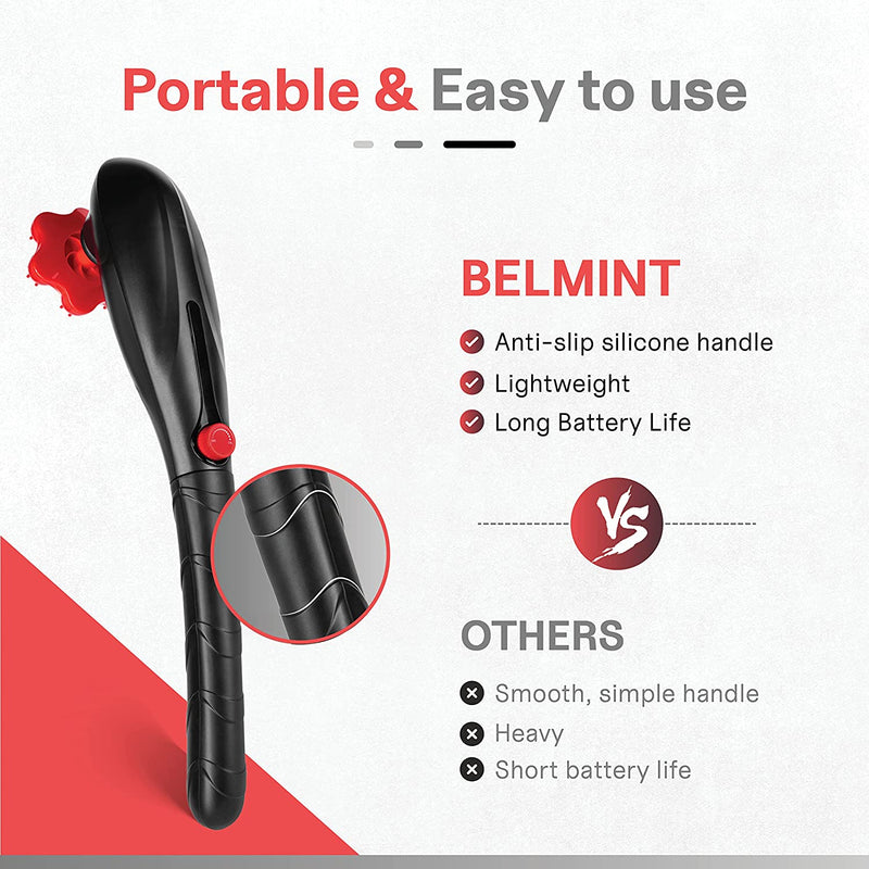 Belmint Hand Held Massager - Back Massager for Back Pain - Rechargeable Handheld Massager Deep Tissue - Cordless Electric Percussion Body Massager for Muscles, Back, Foot, Neck, Shoulder, Leg, Calf