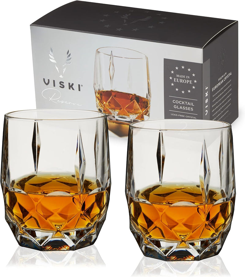 Viski Crystal Highball Glasses - European Crafted Collins Glasses Set of 4-14oz Cocktail Glass for Wedding or Anniversary and Special Occasions Gift Ideas