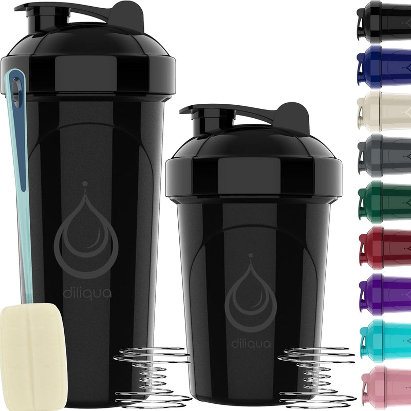 diliqua -10 PACK- small Shaker Bottles for Protein Mixes | BPA-Free & Dishwasher Safe | 5 Large 28 oz & 5 20 oz | Blender Shaker Cups for protein shakes