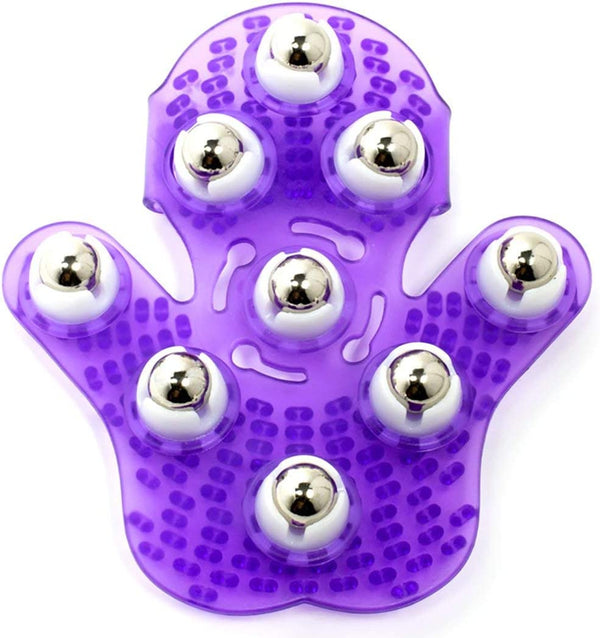 Kioer Deep Tissue Massage Roller Glove for Neck, Chest, Foot, Hamstrings, Thighs, and Full Body Care 9 360-degree-roller Metal Roller Ball Beauty Body Care (Purple)