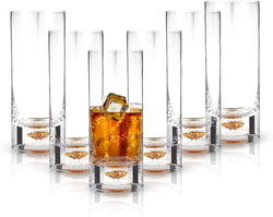 BERKWARE Luxurious Highball Glasses - Elegant Cocktail Glasses & Tom Collins Glasses with Gold Flake Design, 8.5oz (Set of 2)