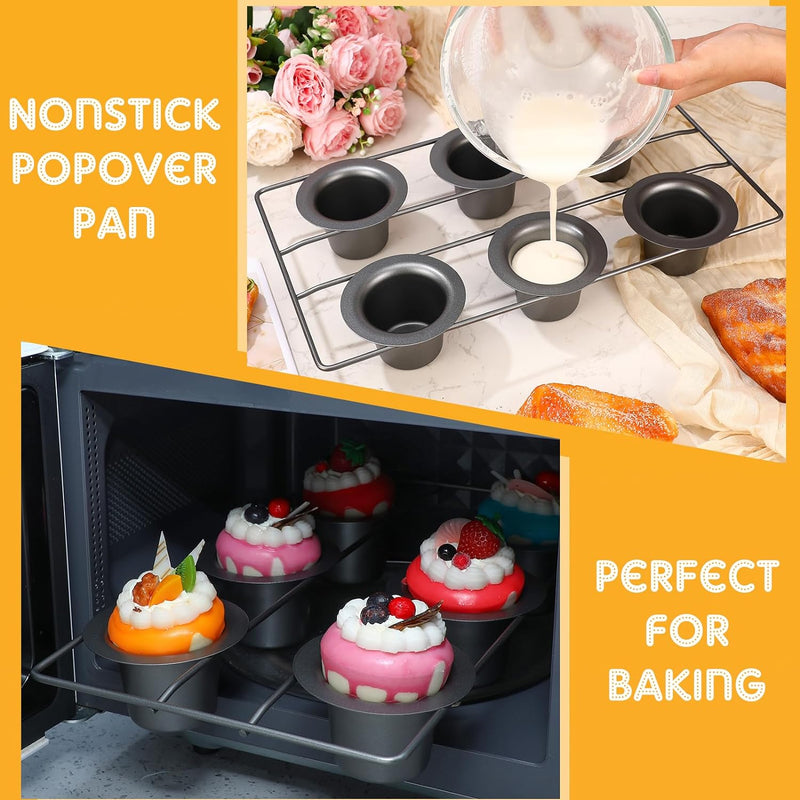 Shellwei Nonstick Popover Pan - 6 Cup Bakeware for Baking Muffins Cupcakes and Yorkshire Puddings