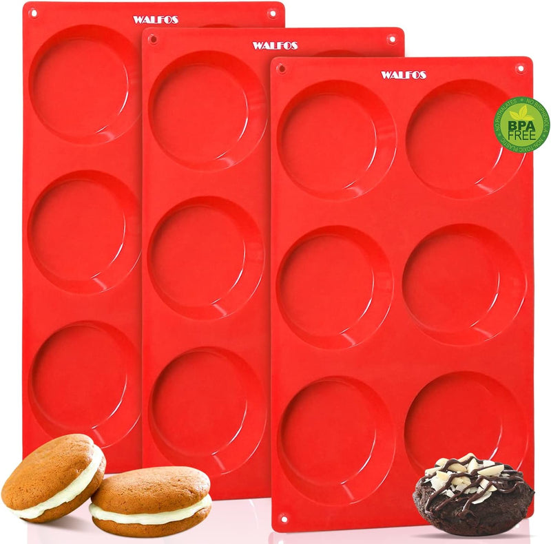 Walfos Silicone Muffin Pan - 6 Cup Non-Stick Baking Cups 2 Pack