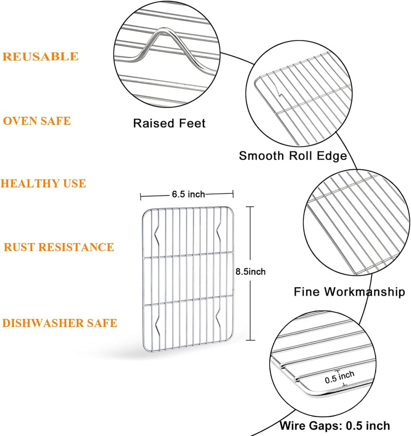 TeamFar Baking Sheet Set- 2 Pans  2 Racks Stainless Steel Non-Toxic Easy Clean Dishwasher Safe - Pack of 4