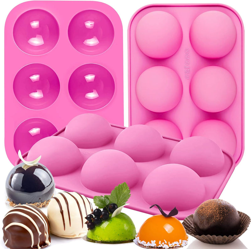 Mini Silicone Dessert Mold Set - 24 Cavities Semicircle Shape Round Dome for Cake Decoration Chocolate Candy Baking Mousse and Pudding - Pack of 2