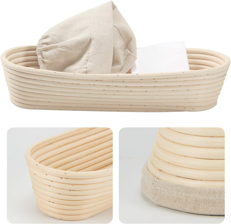 ANPHSIN 13 Oval Banneton Bread Basket with Liner - Round Brotform Dough Rising