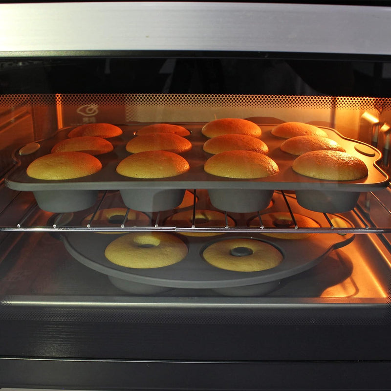 8-in-1 Silicone Baking Set - 6 Molds 2 Mats Cookie Sheet Cake Pan - Navy Blue