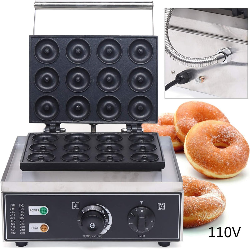 Commercial Donut Maker Machine Stainless Steel 110V 1550W - 6 Doughnut Capacity