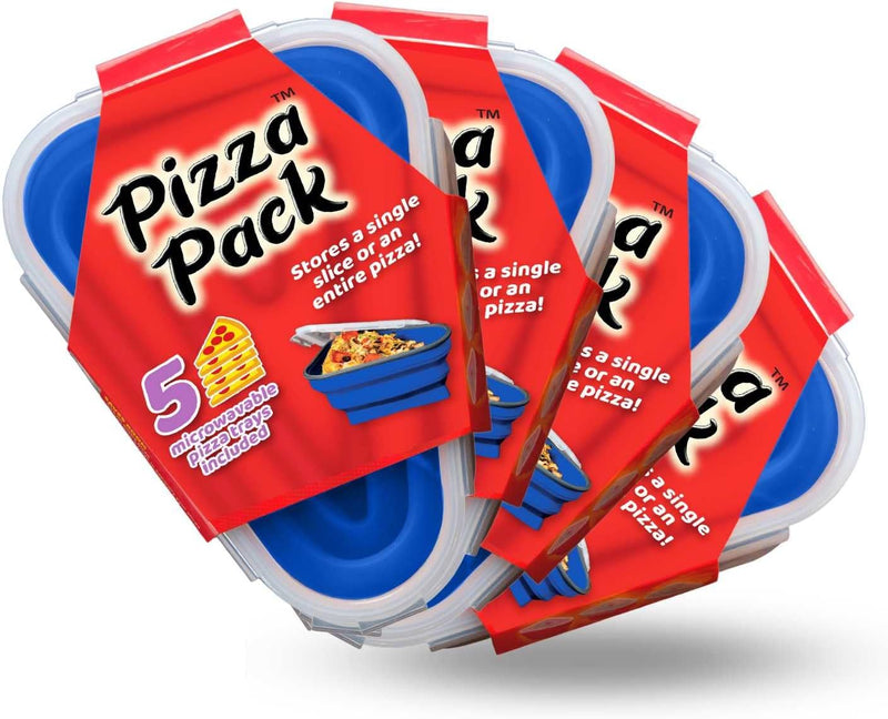 The Perfect Pizza Pack - Reusable Pizza Storage Container with 5 Microwavable Trays - BPA-Free Organizer for Space-Saving Red