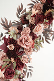 Flower Arrangements for Arch Decor in Burgundy & Dusty Rose