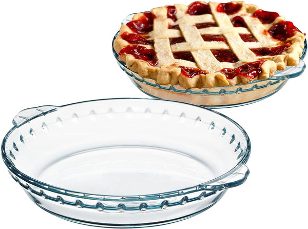 ZYER Glass Pie Dish with Handles - 6-12 inch 2 Pack