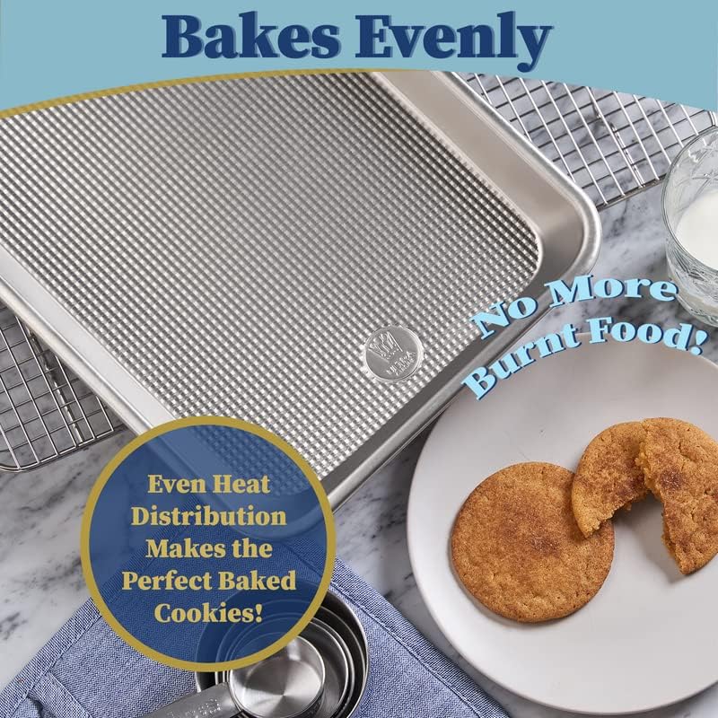 Professional Quarter Sheet Baking Pans - Set of 2 Aluminum Cookie Sheets - Rimmed 9x13-inch for Baking and Roasting