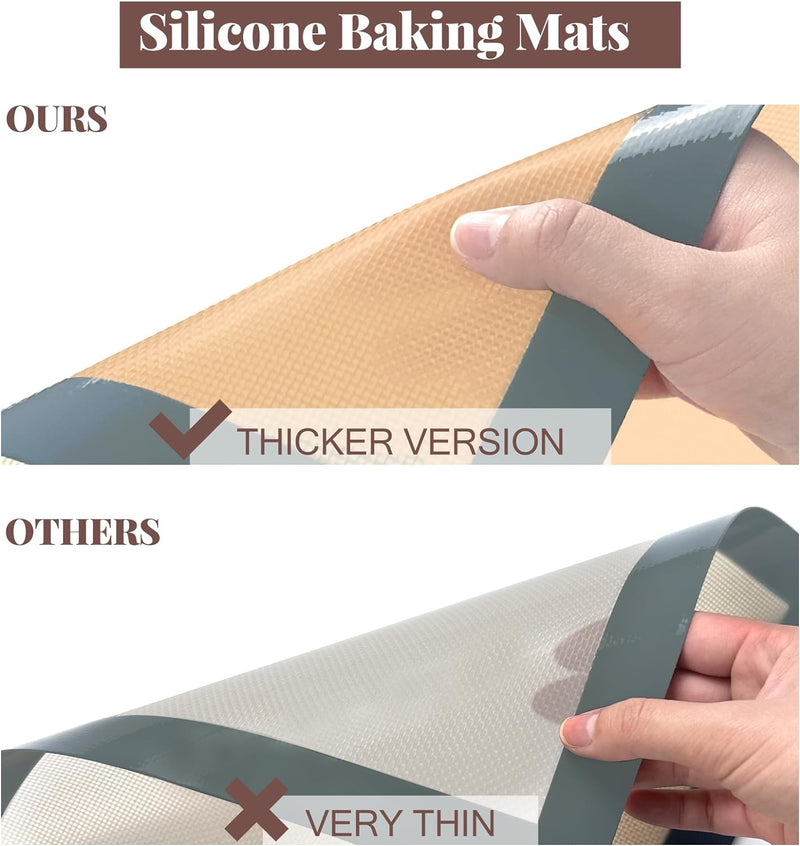 Silicone Baking Mat 3 Pack Reusable Non-Stick Mats for Baking Cookies Macaroons and Bread