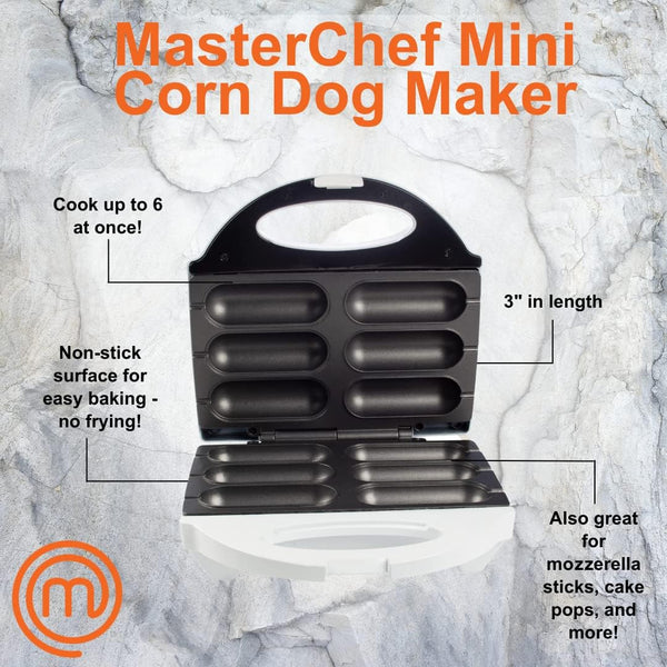 MasterChef Corn Dog Maker - Nonstick Electric Baker wRecipe Guide 50 Skewers