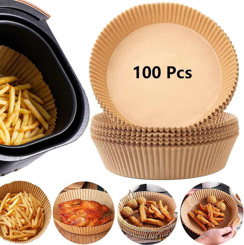 Disposable Air Fryer Liners - 100 Non-stick Parchment Sheets 63inch Round