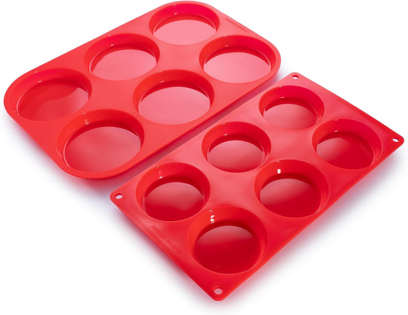 Silicone Muffin Pans - 6 Cup Jumbo Set of 2 Professional Use