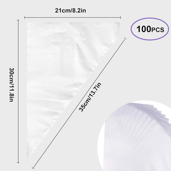 100-Pack 14-Inch Disposable Piping Bags for Cake Decorating and Baking
