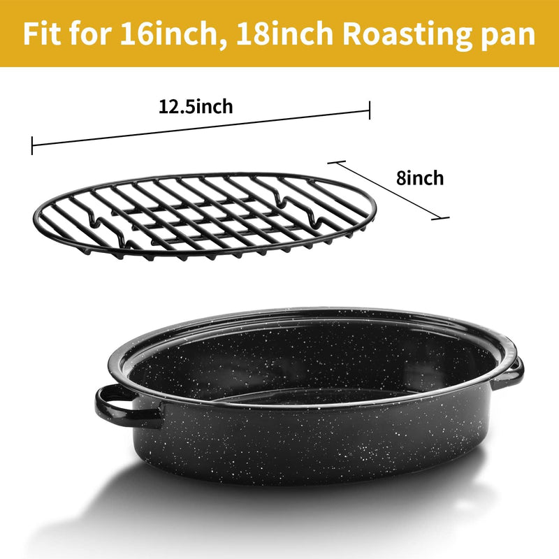 DIMESHY Roasting Rack - Black Nonstick with Feet - Fits 13 Oval Pan - Dishwasher Safe - 10x65 Size