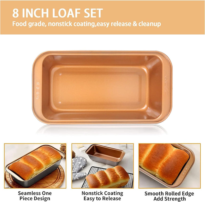 Nonstick Bakeware Set - 5-Piece RoundSquare Cake Loaf Muffin Roasting Baking Sheet - Dishwasher Safe