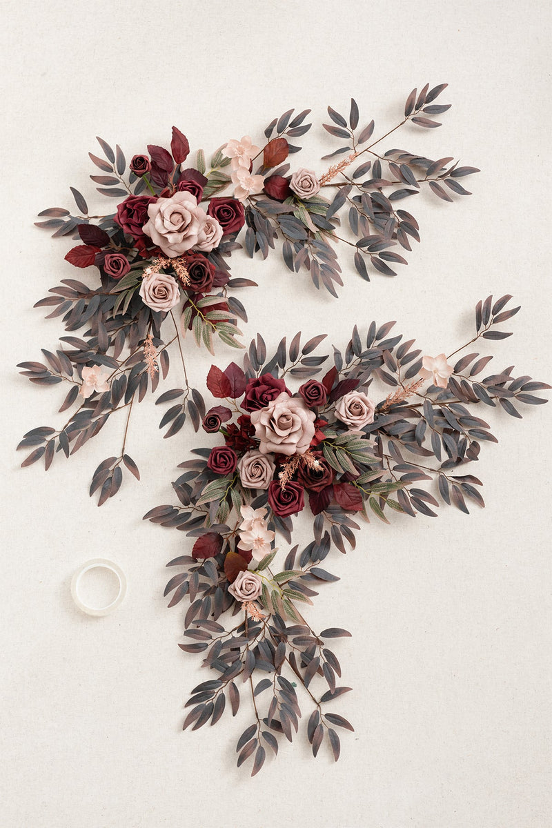 Floral Swags for Sweetheart Table - Burgundy  Dusty Rose Design
