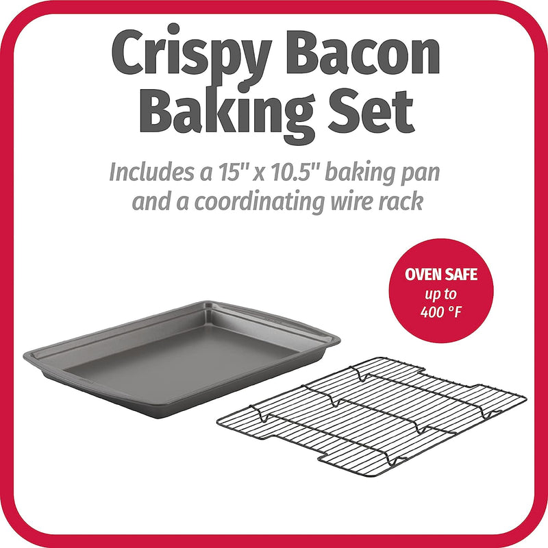 Nonstick Carbon Steel Bacon Baking Pan Set - GoodCook 15 Pieces Dark Gray