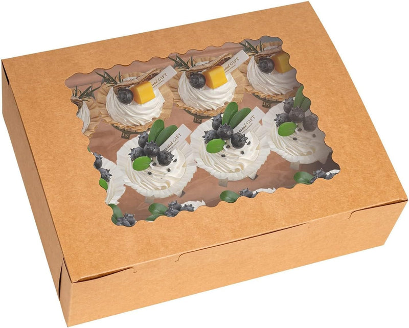 Cupcake Box Set - Hold 12 Standard Cupcakes Food Grade Carrier with Windows