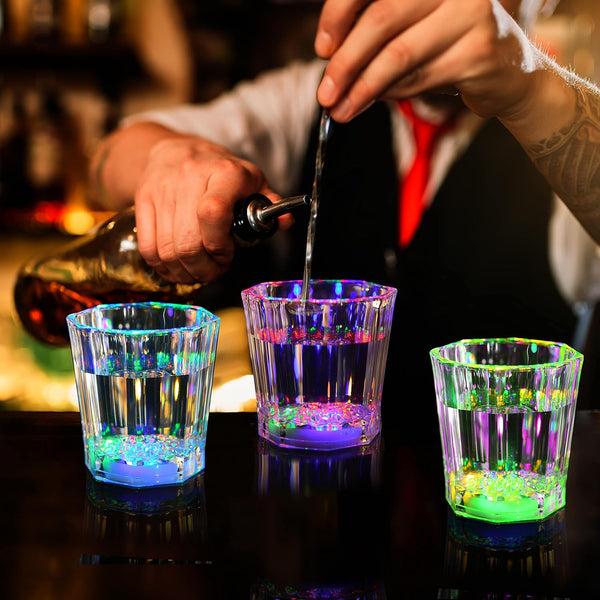 Light Up Shot Glasses Set of 24 Shot Cups for Party Favors Adults Guests Party Cups Led Shot Glasses Glow in the Dark Party Supplies Party Decorations for Birthday, Night Club, Christmas, Halloween