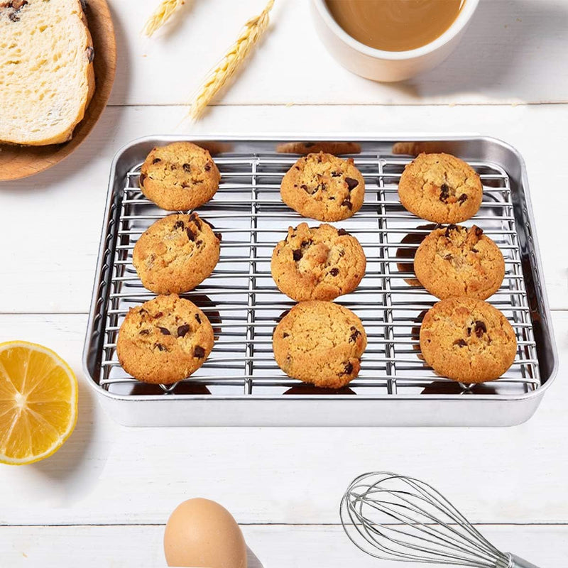 Wildone Baking Sheet  Rack Set - Stainless Steel Non-Toxic Size 16 x 12 x 1 Inch