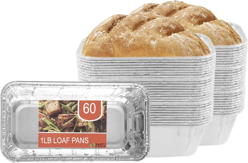 20 Pack Aluminum Loaf Pans - Heavy Duty Disposable Bread Pans 2 lb for Baking and Serving 85 x 45 x 25 - Max 240C