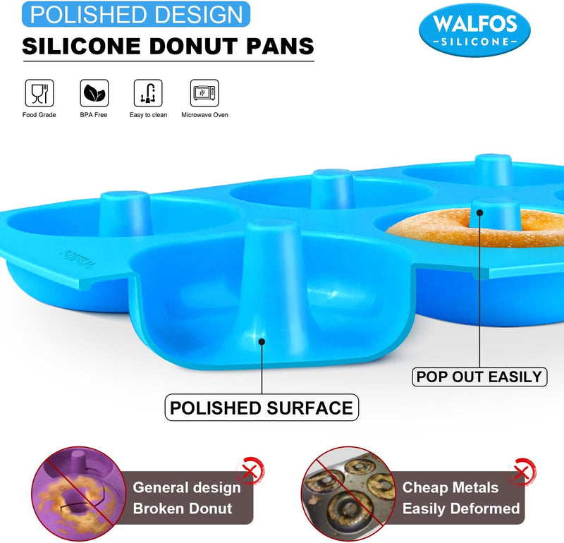 Walfos 4 Inch Silicone Donut Mold - Non-Stick Heat Resistant Set 3PK