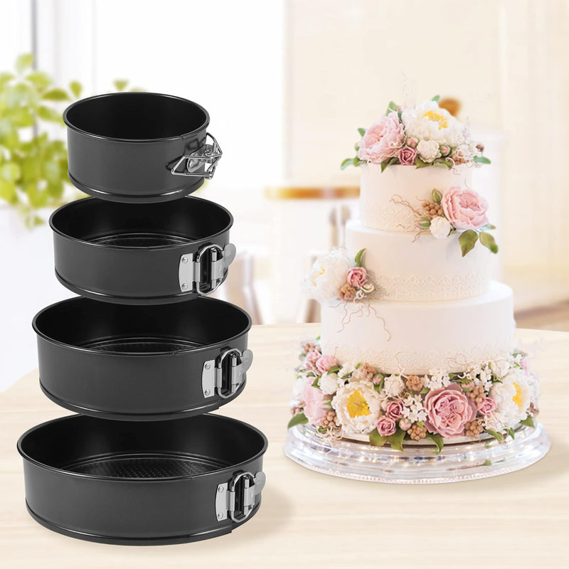 Non-Stick Springform Cake Pan Set - 4 Sizes - Leak-Proof  Removable Bottom