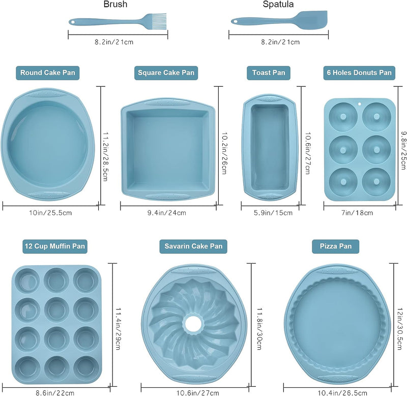 9in1 Nonstick Silicone Baking Bundt Cake Pan and Tools Set