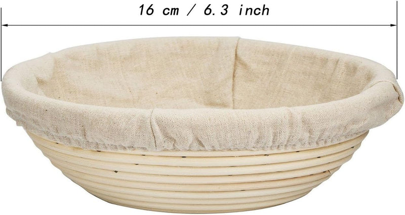 Handmade Banneton Bread Dough Proofing Basket with Linen Liner