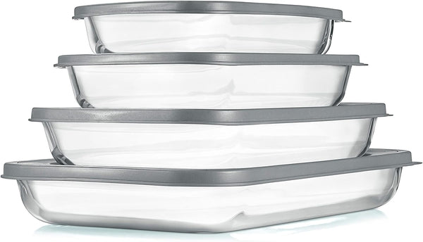 NutriChef Glass Bakeware Set - Rectangular Baking Dish with Lids Freezer-to-Oven Casserole Tray Stackable and Dishwasher Safe