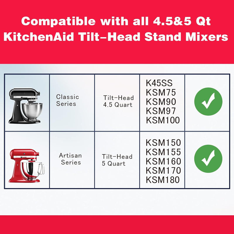 Stainless Steel KitchenAid Mixer Bowl - 5QT Tilt-Head with Handle