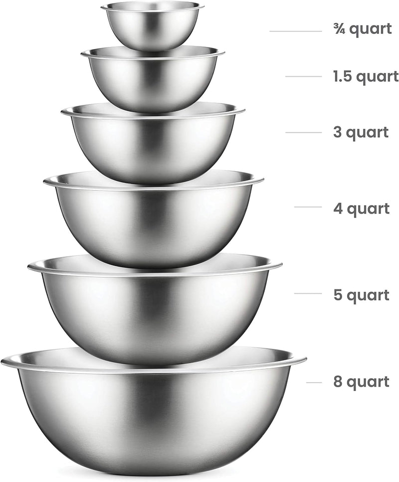 Stainless Steel Mixing Bowl Set - Space Saving Easy to Clean 5 Pieces