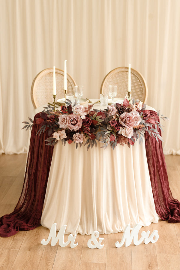 Burgundy  Dusty Rose Head Table Floral Swags
