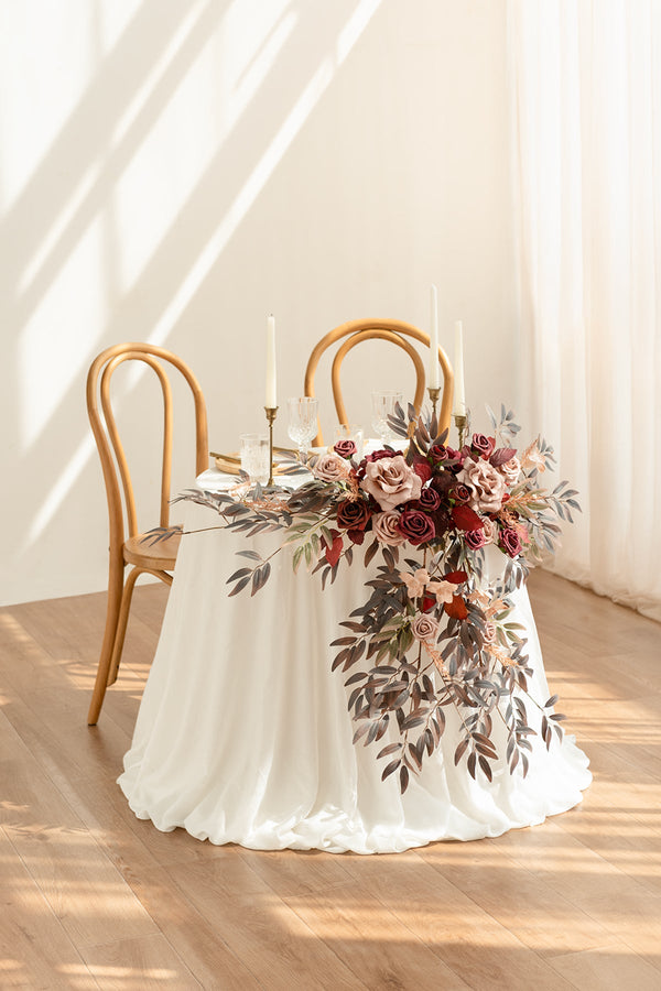 Floral Swags for Sweetheart Table - Burgundy  Dusty Rose Design