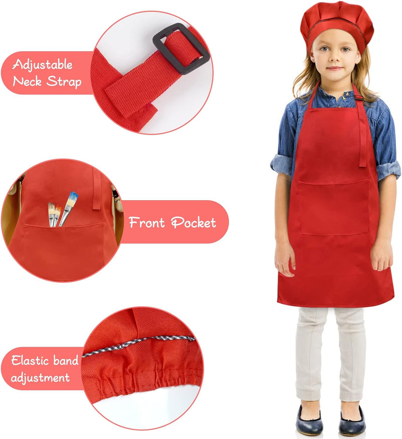 Kids Chef Apron and Hat Set for Cooking Baking and Painting