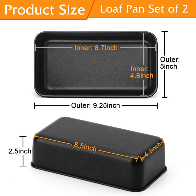 TeamFar Loaf Pans - Set of 2 Stainless Steel Baking Pans for Bread and Meatloaf - Oven  Dishwasher Safe