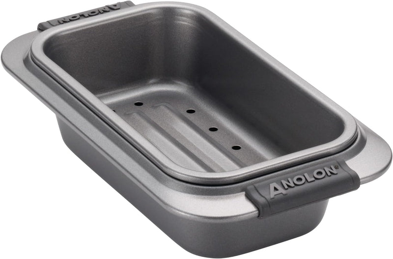 Anolon Advanced Nonstick MeatloafLoaf Pan Set with Grips and Insert - 2 Piece Gray