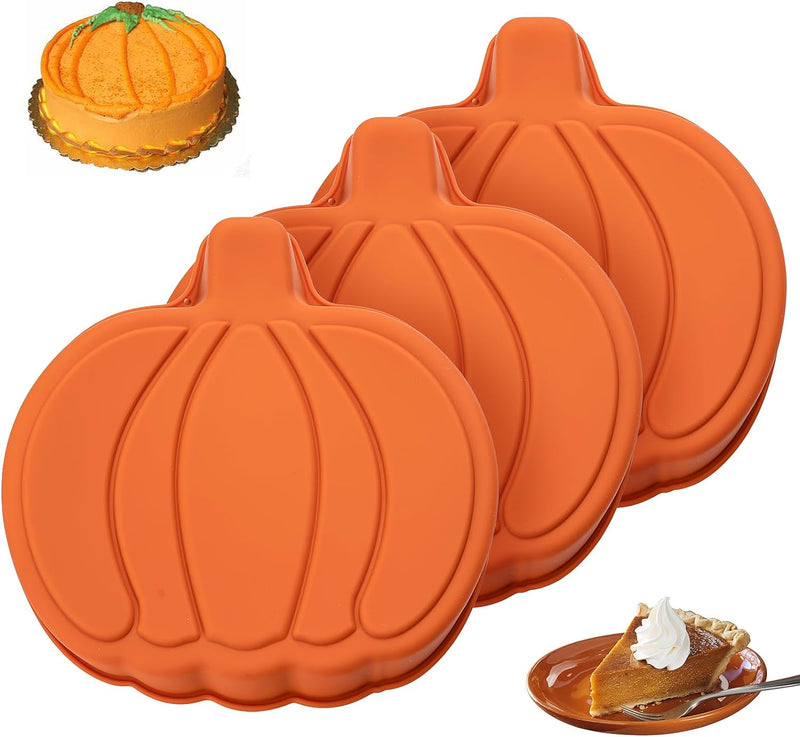 3-Pack Turkey Pumpkin Cake Molds - Silicone Baking Set for Thanksgiving  Halloween Desserts