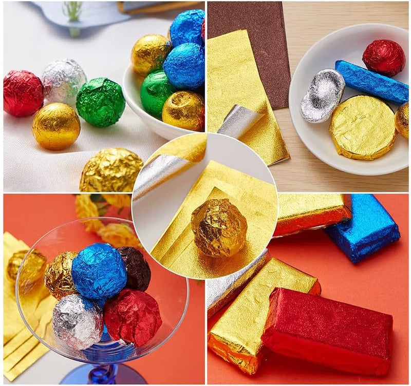 Foil Candy Wrappers - 600pcs 4x4 Aluminium Foil Paper for DIY Candies and Chocolate Packaging - PartyWeddingBirthdayChristmas Accessories