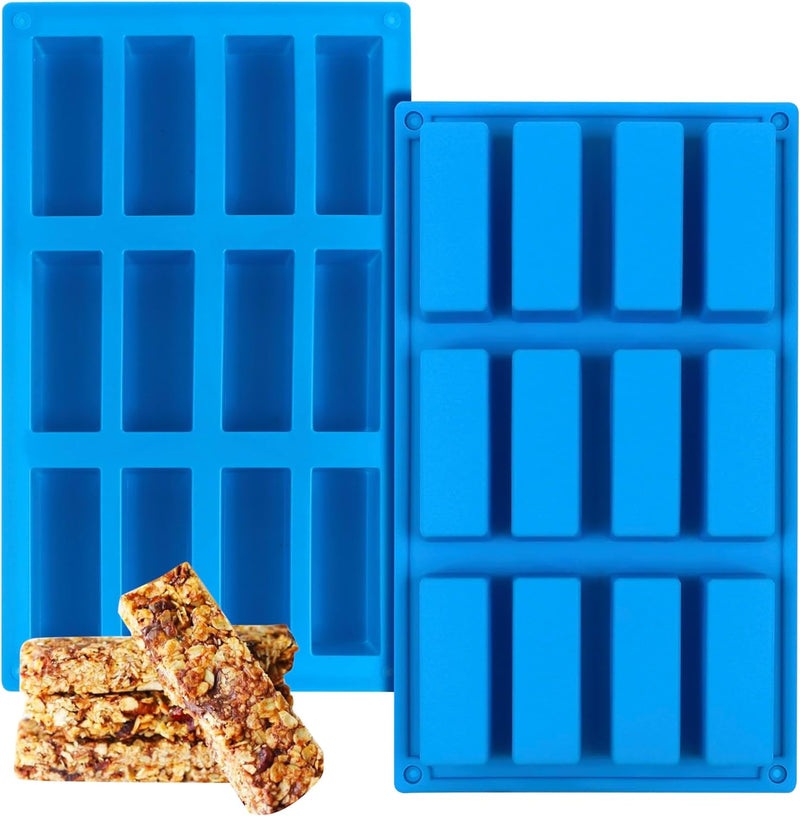 Silicone Granola Bar Mold - 3 Pack 8-Cavity Rectangle Energy Bar and Baking Molds