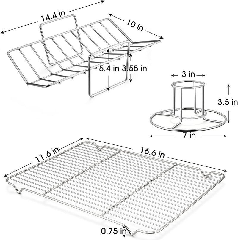 Rectangular Roasting Pan with Racks - Stainless Steel 3-Piece Set