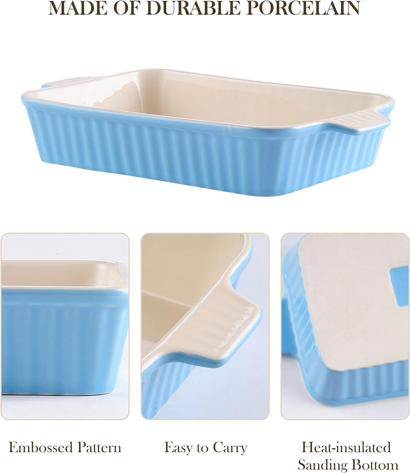 BakeBake Porcelain Casserole Dish Set with Handles and Deep Lasagna Pans in White